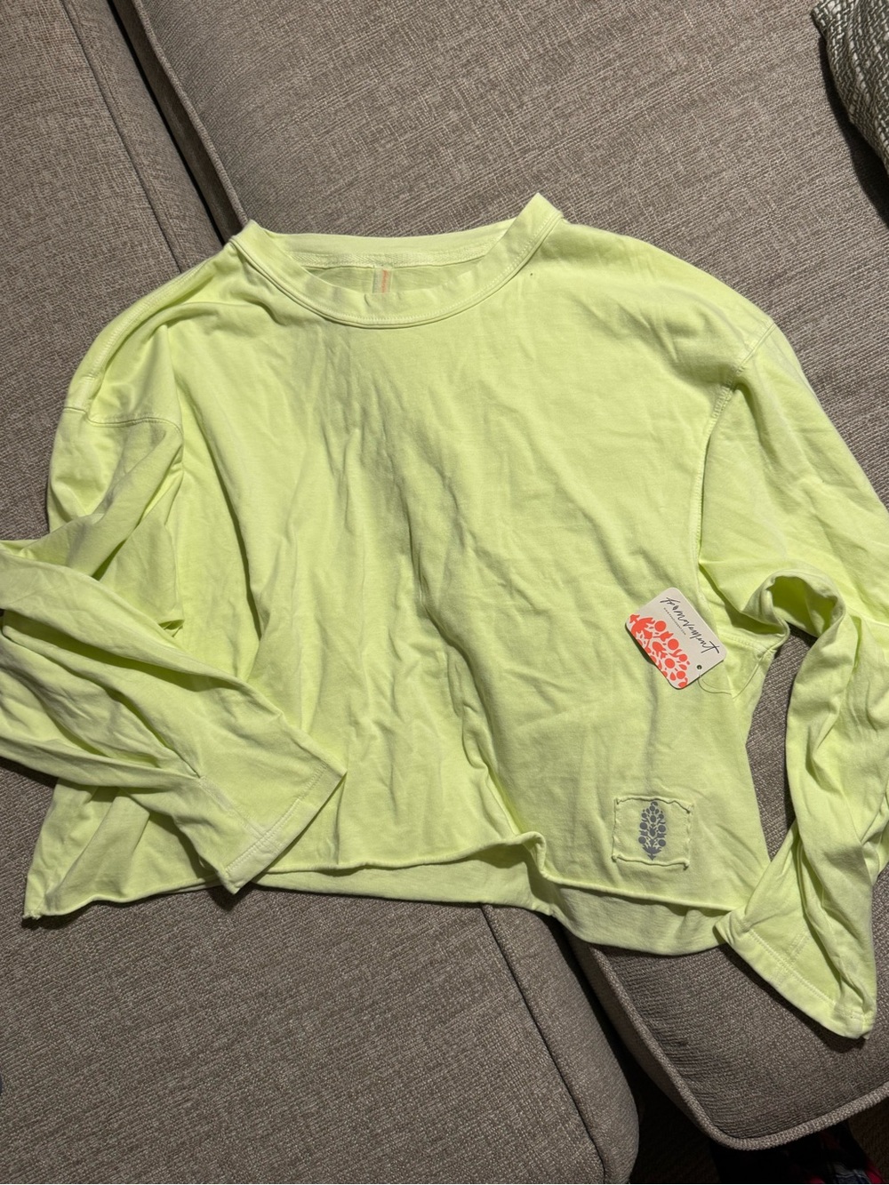 Free People Small Sour Citrus Long-Sleeve Crewneck Top